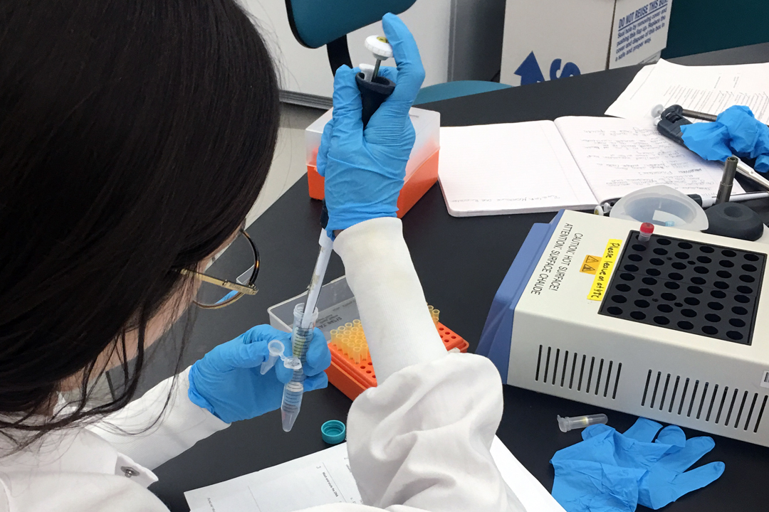female student working in genomics lab