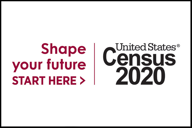 United States Census 2020 logo: Shape you future. Start here.