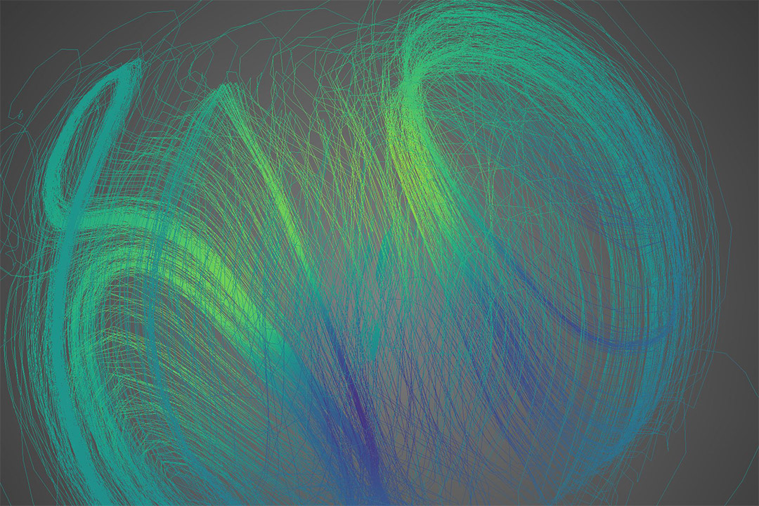 simulation of the magnetic field lines from a rotating neutron star.