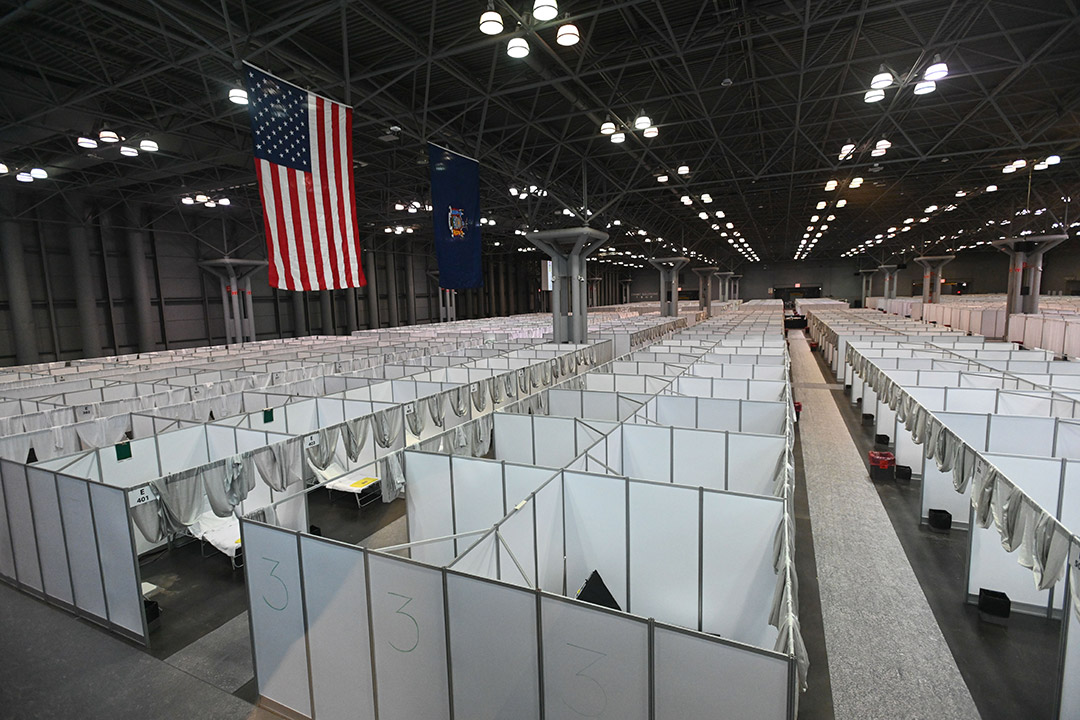 convention center turned into make-shift hospital.