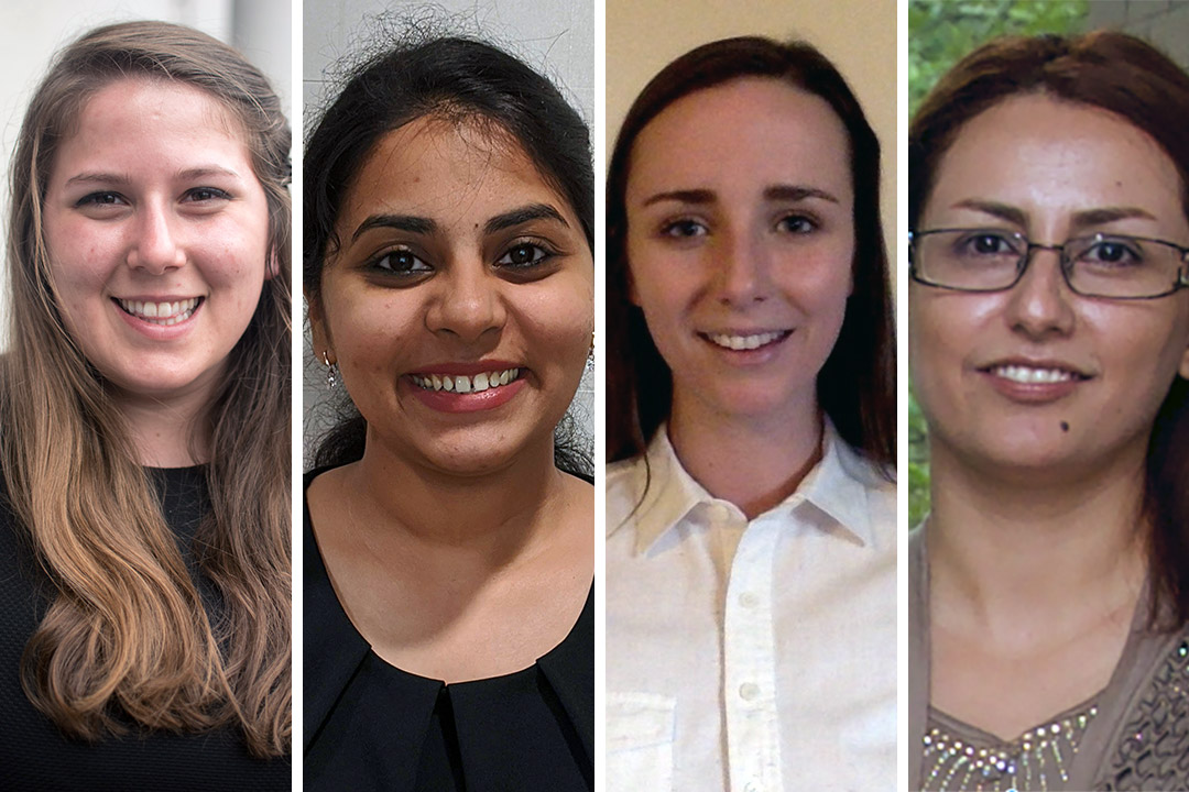 four female engineering Ph.D. students.