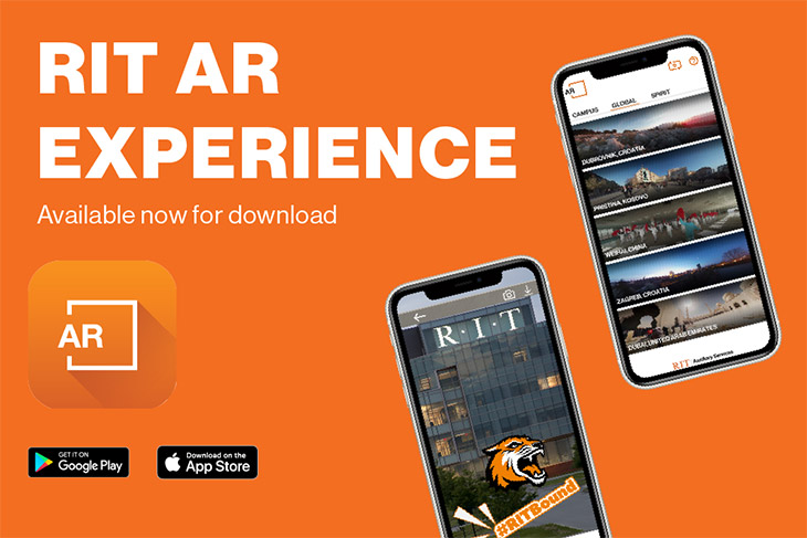 graphic that reads: RIT AR Experience available now for download.