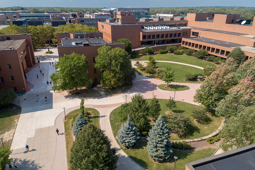 aerial view of buildings on RIT campus.