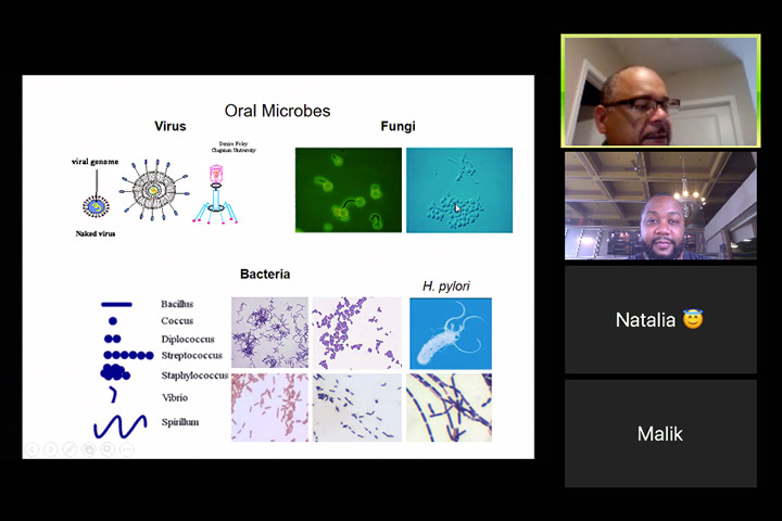 screenshot of Zoom meeting about viruses, fungi and bacteria.