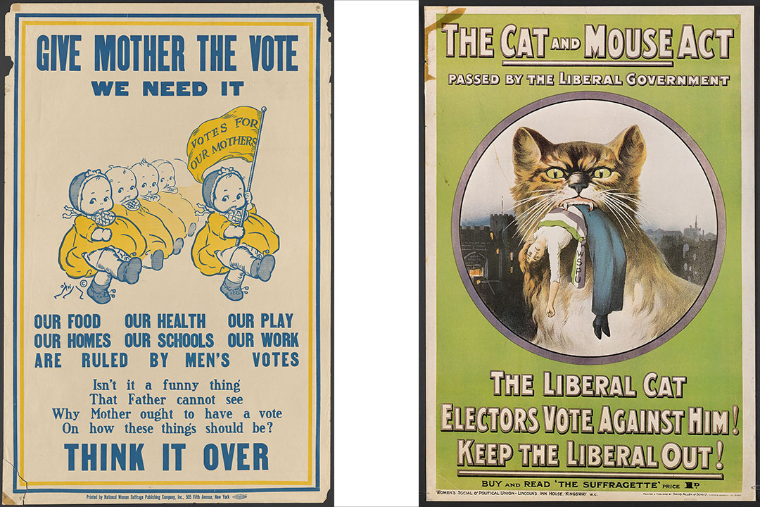 two posters from the 1920s supporting the suffrage movement.