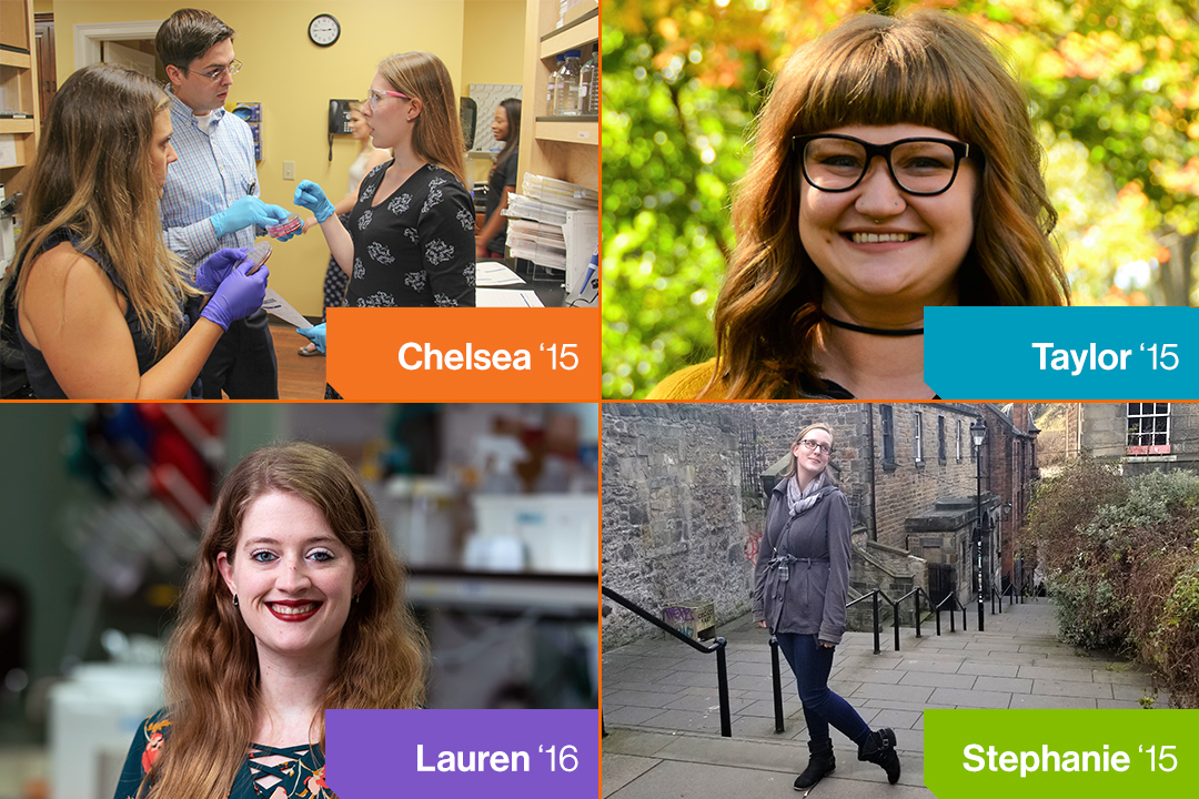 collage of four female chemistry alumni