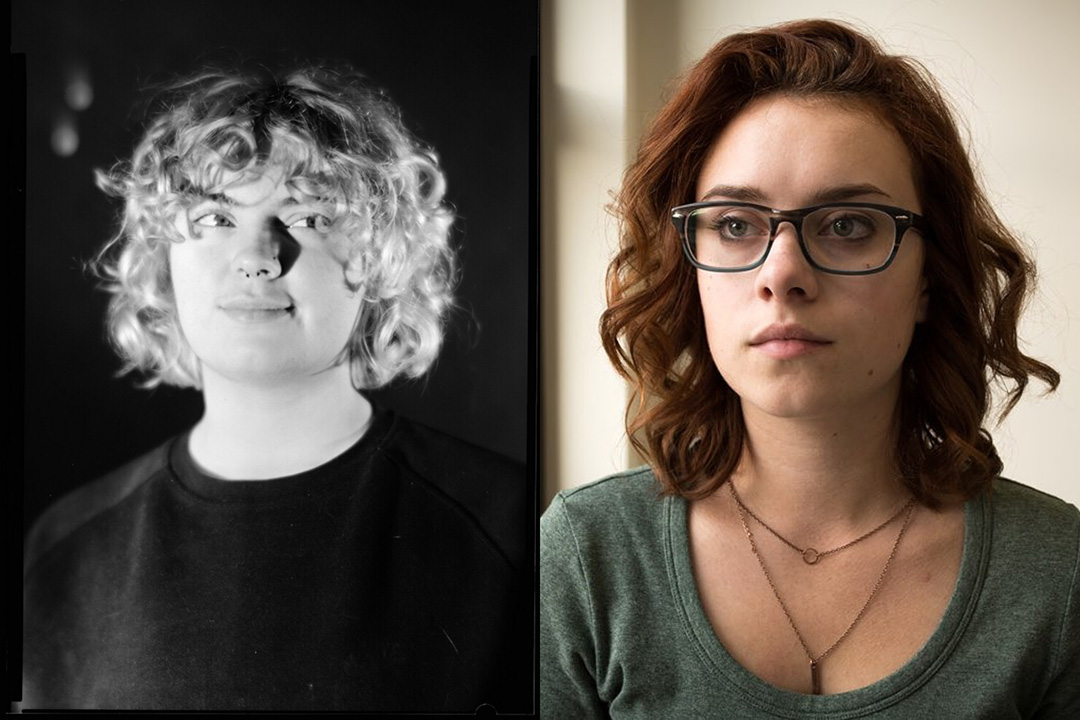 A split screen of headshots of Devin Hull on the left, Sophie Walter on the right.