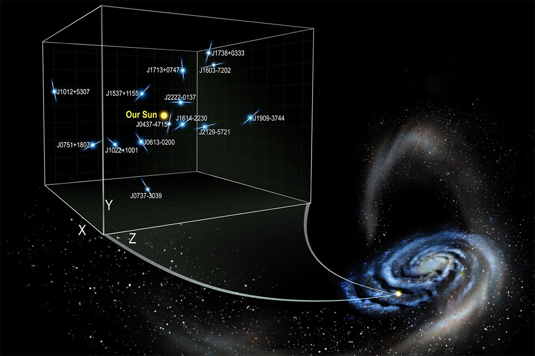 illustration of pulsars in deep space.