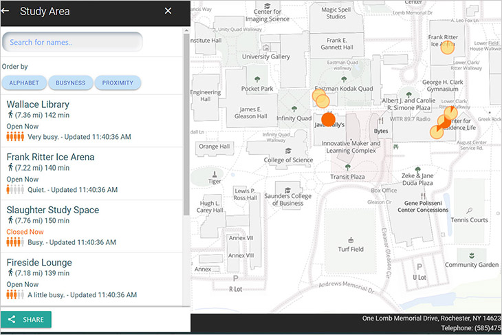 RIT's digital campus map.