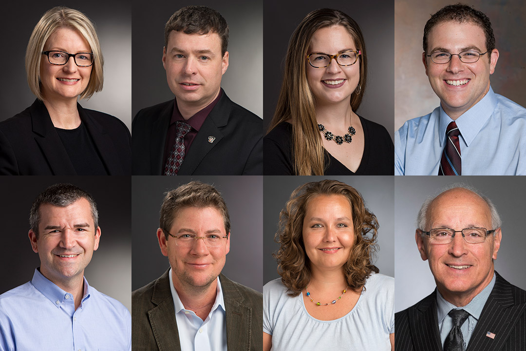 eight portraits of RIT staff members.