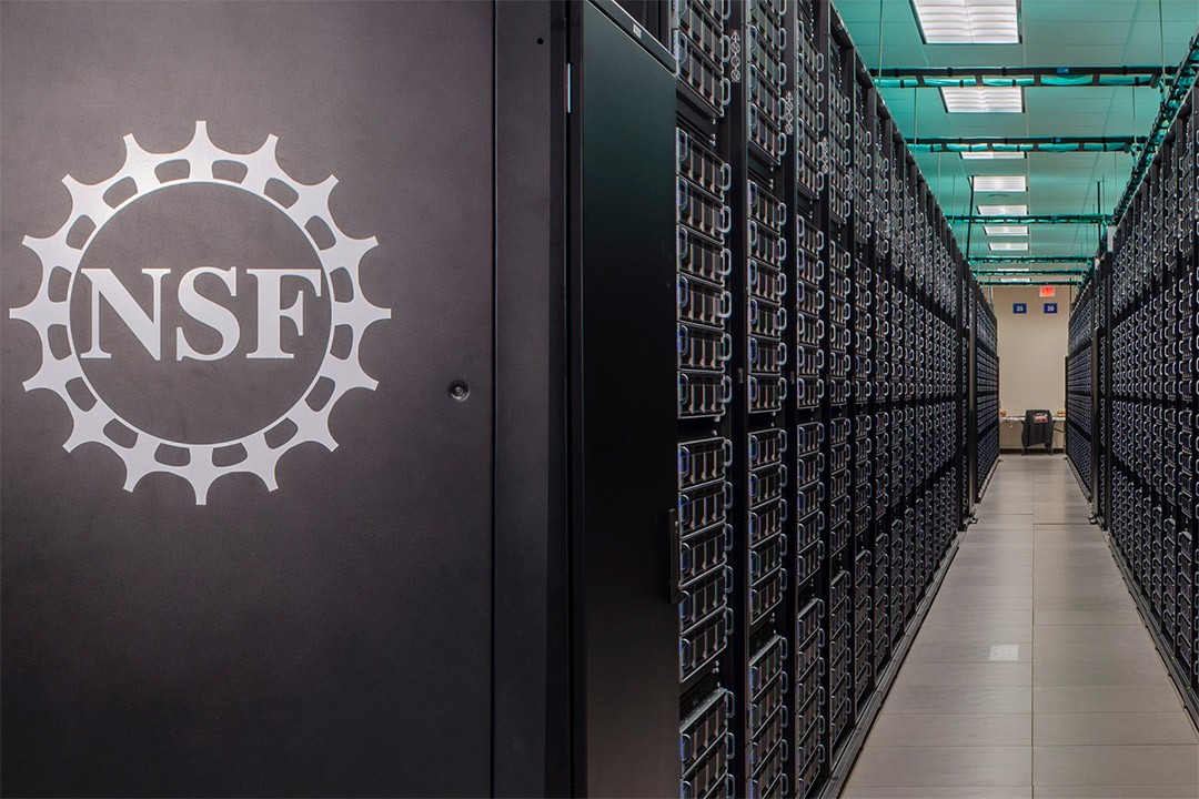 a hallway with several computer server units at the National Science Foundation.