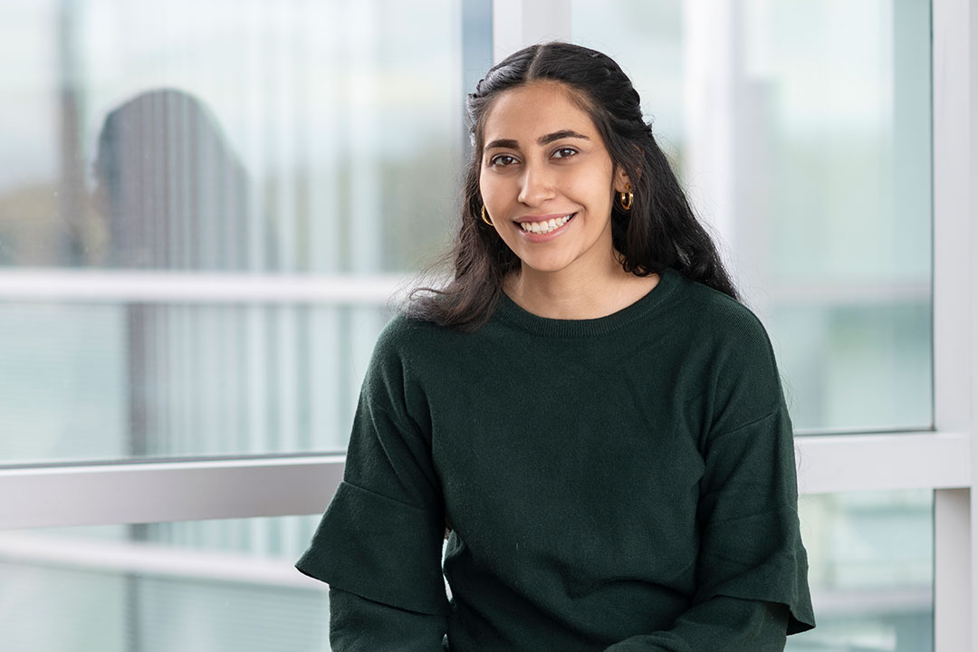 environmental portrait of student Hira Abid.