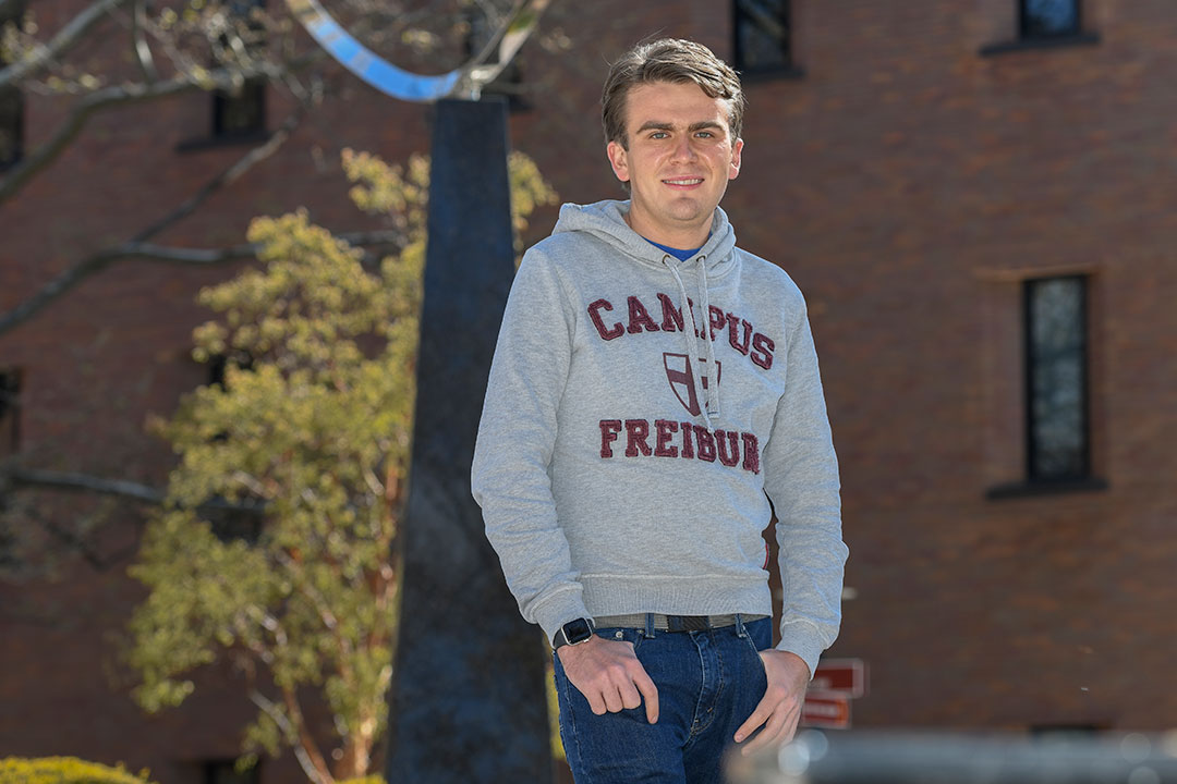 environmental portrait of student Matthias Hausman.