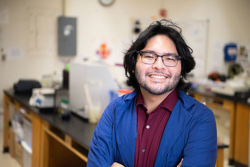 environmental portrait of student Tyler Pugeda.