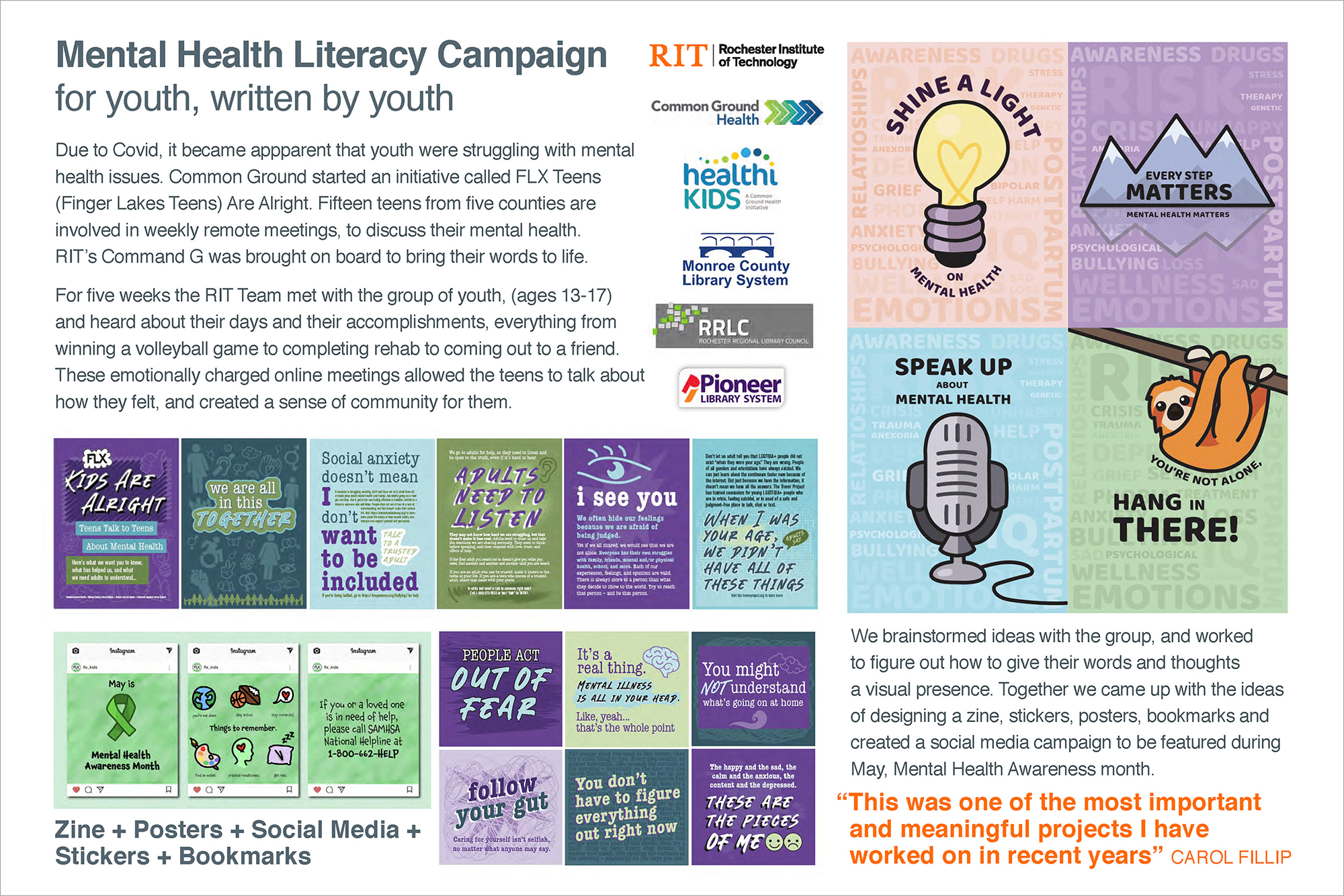 A graphic outlining a mental health literacy campaign for Common Ground Health.