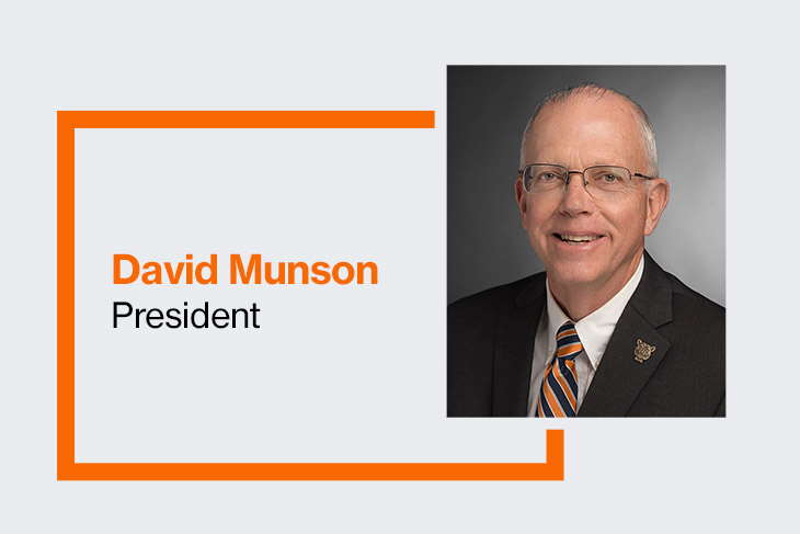 graphic with portrait of RIT President David Munson.