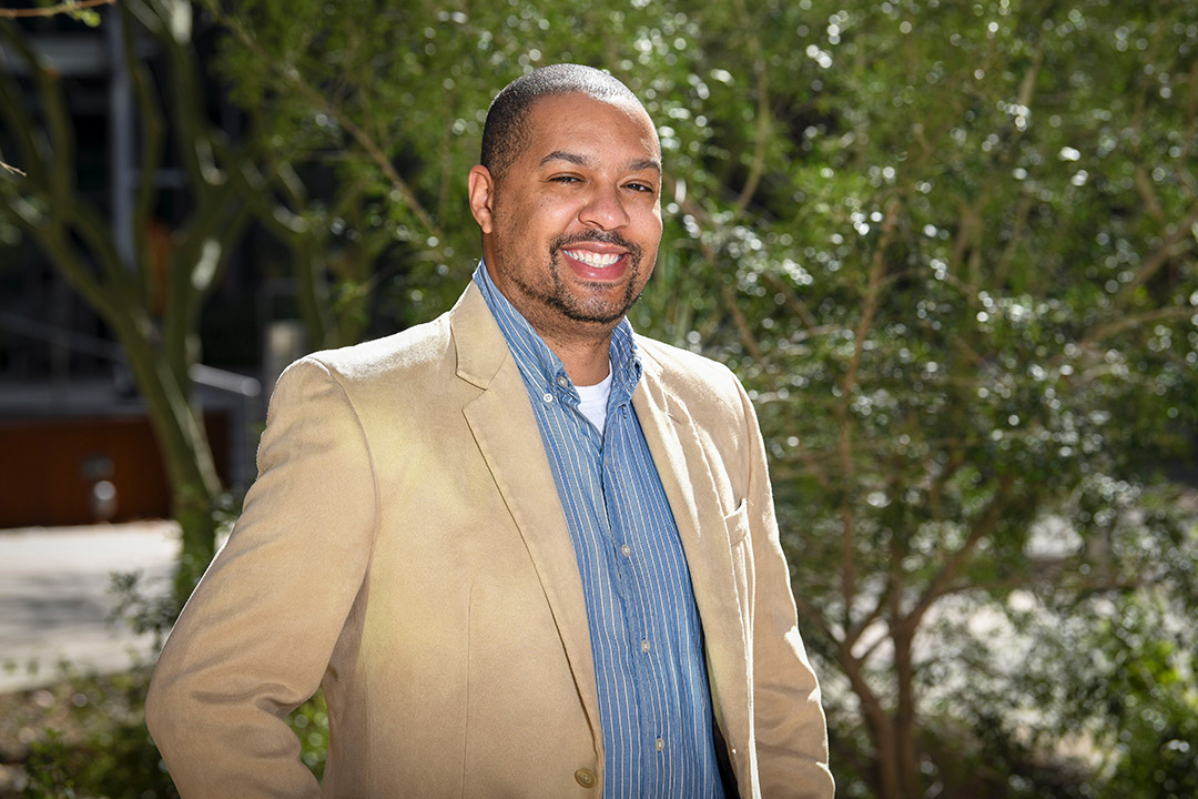 environmental portrait of professor Michael Johnson.