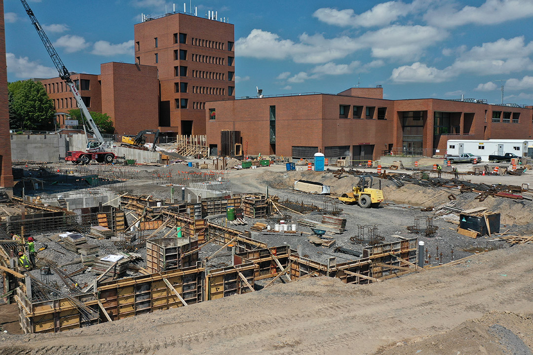 foundation of large constrution project on campus.