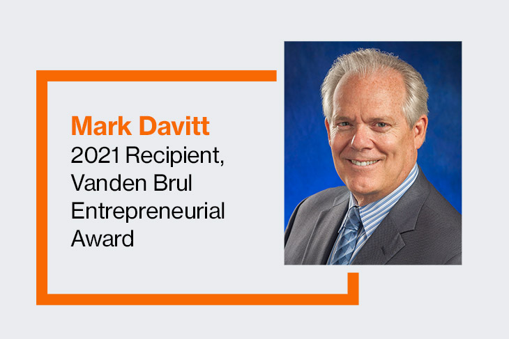 graphic with Mark Davitt, 2021 recipient of the Vanden Brul Entrepreneurial Award.