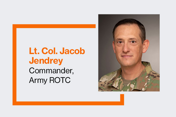 graphic with Lt. Col. Jacob Jendry, commander, Army ROTC.