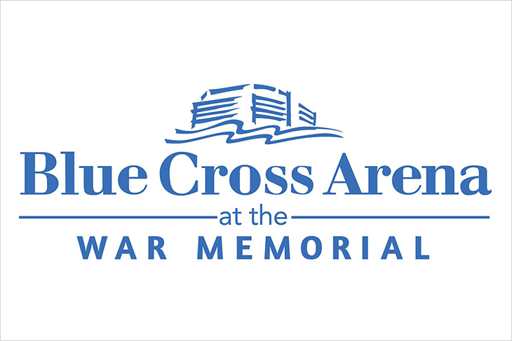 logo for the Blue Cross Arena at the War Memorial.