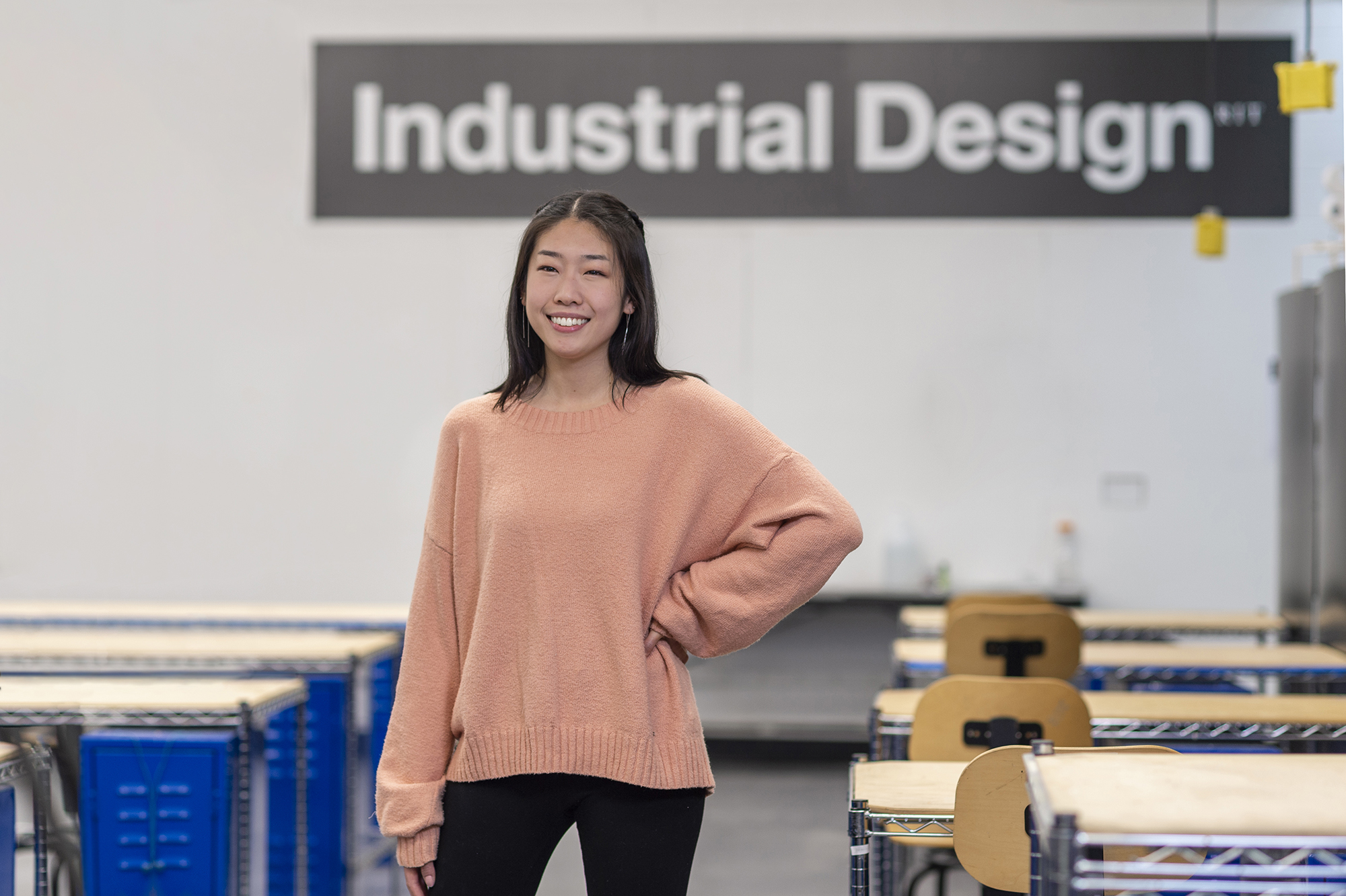 May Ren poses for a portrait in the industrial design studio.