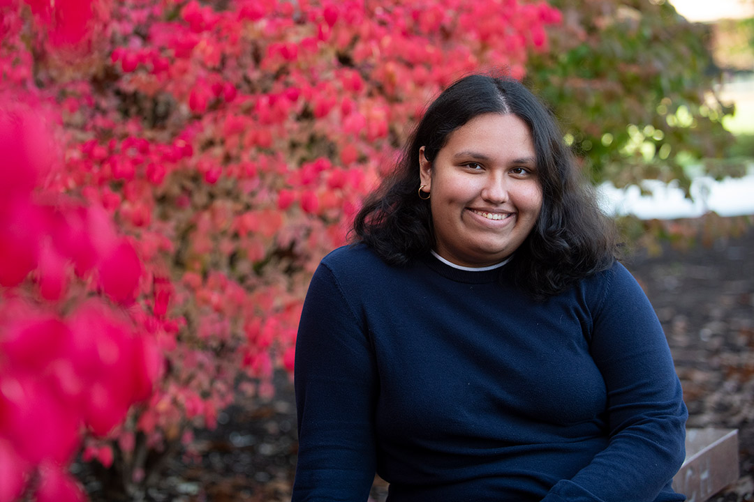 environmental portrait of student Nidhi Baindur.