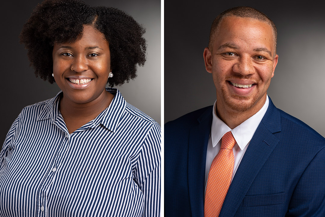 portraits of Katrina Overby and Donathan Brown.