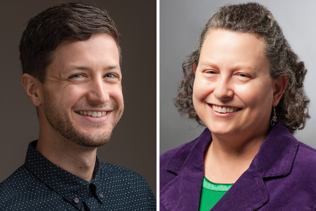 side-by-side portraits of Andy Head and Jill Bradbury.