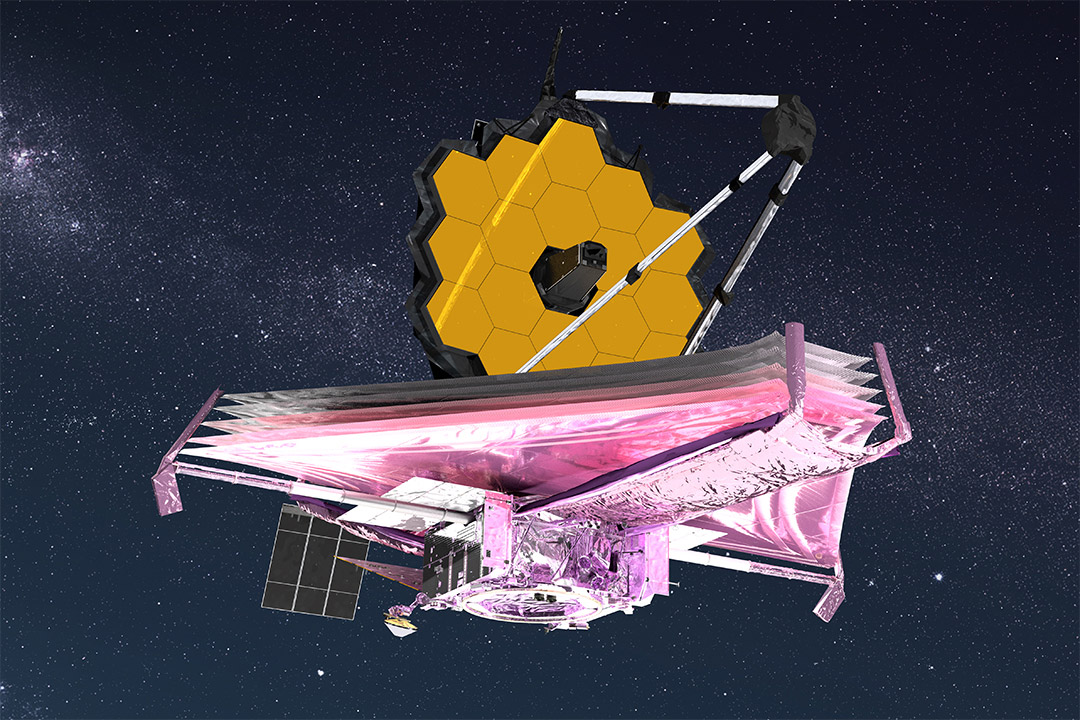 artists rendering of the James Webb Space Telescope.