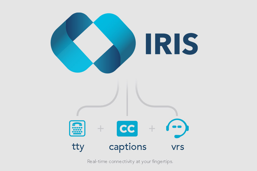 graphic for Project IRIS with icons for TTY, captions, and video relay services.