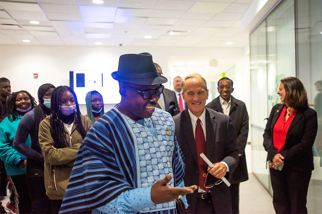 the ambassador of Mali with a group of RIT administrators and Mali students.