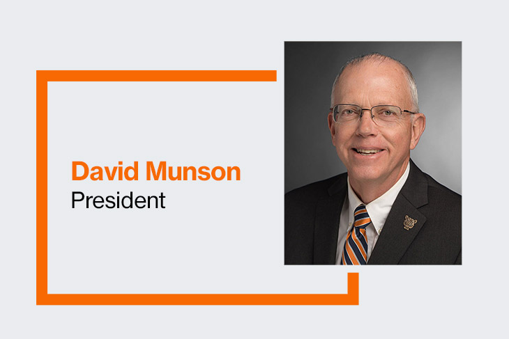graphic with portrait of David Munson, RIT President.