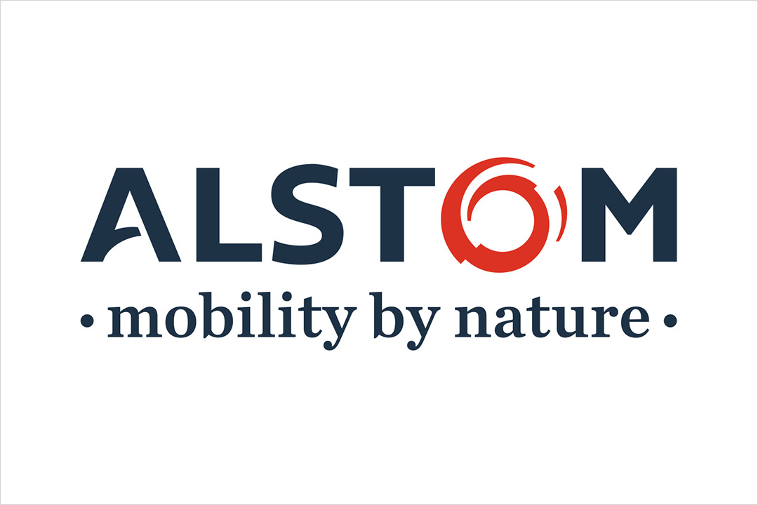 graphic logo for Alstom, mobility by nature.