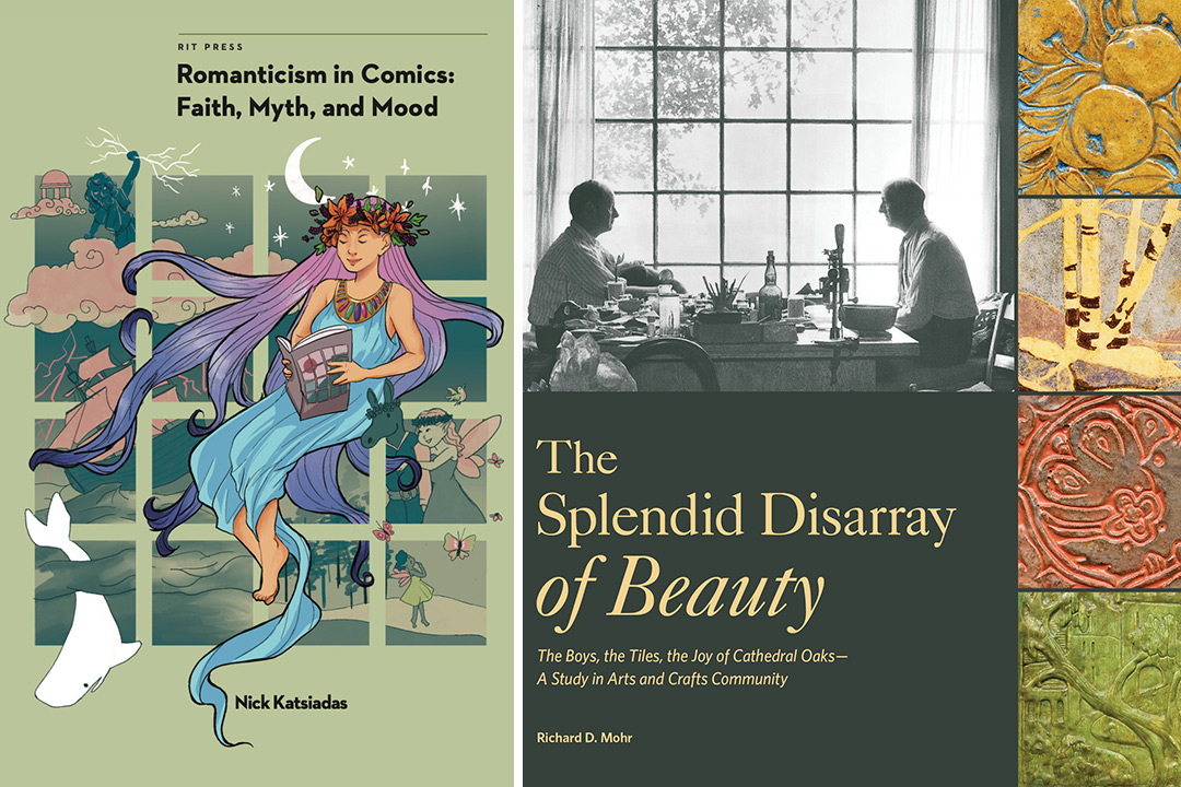 side-by-side book covers for Romanticism in Comics and The Splendid Disarray of Beauty.