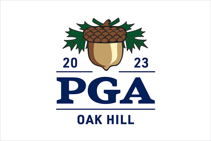 P G A Oak Hill logo, with an acorn and the year 20 23.
