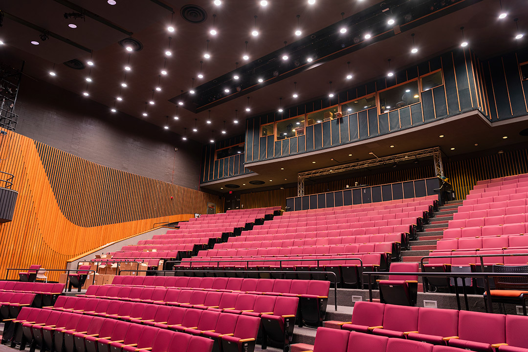 stadium seating in a theater space.