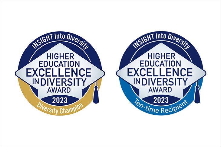 side-by-side badges for the Insight into Diversity higher education excellence in diversity award.