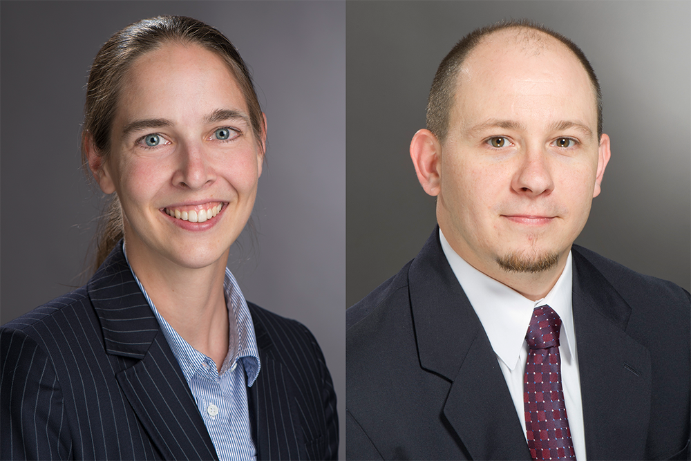 Professional headshots of Katie McConky on left and Brian Landi on right.