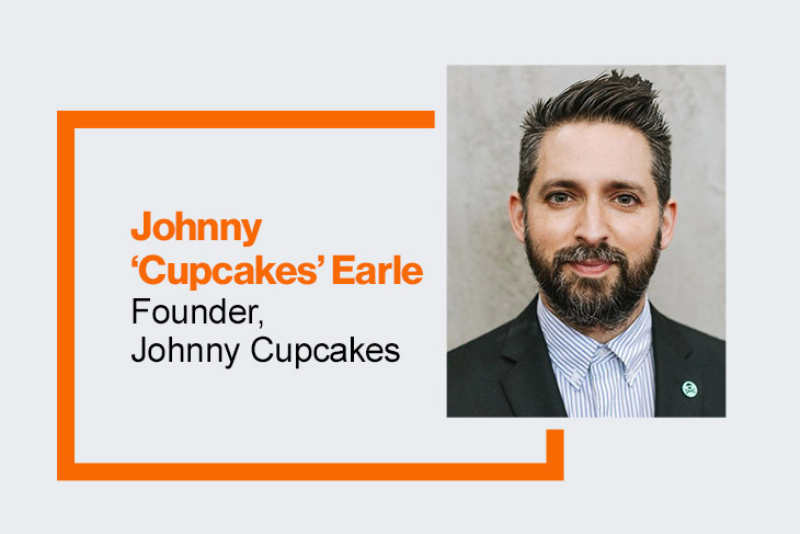 graphic with Johnny Cupcakes Earle, founder of Johnny Cupcakes.