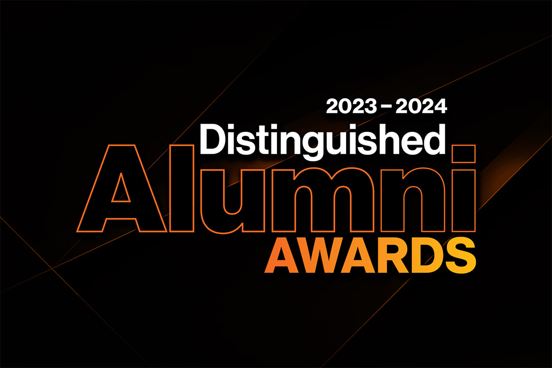 graphic with the text, 20 23 to 20 24 distinguished alumni awards.