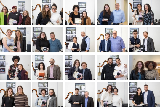 a montage of images of the award recipients with their professors