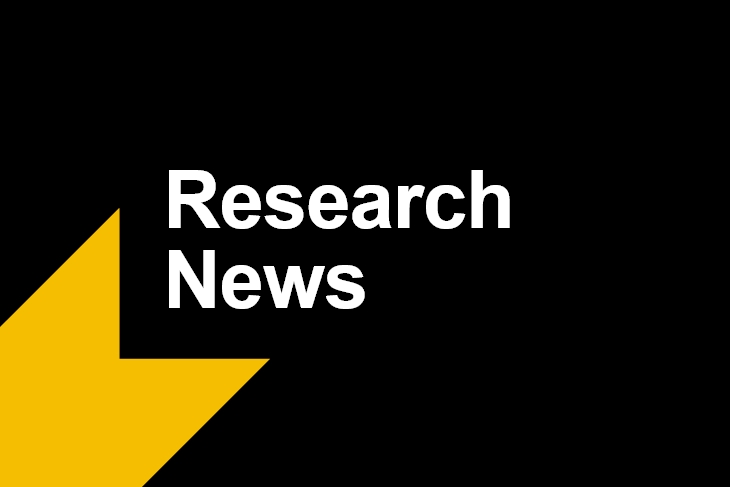 'The words Research News appear in white text on a black background. A Yellow tail points to the bottom left.'