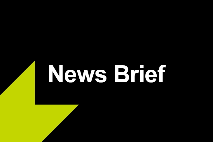 'the words News Brief appear on a black background with a green arrow in the lower left corner.'