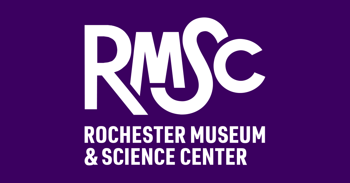 Graphic with purple background and RMSC Rochester Museum and Science Center in white.