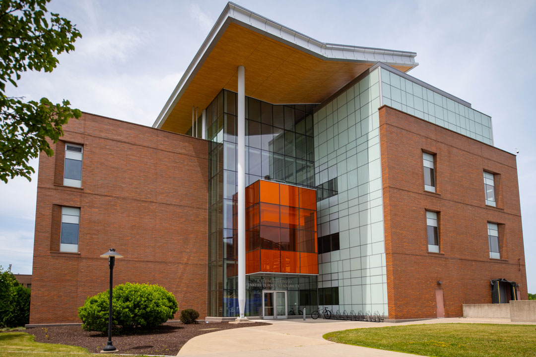 The exterior of the sustainability building on RIT's campus