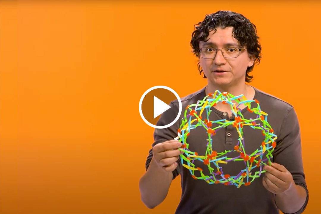 a man holds an expandable ball