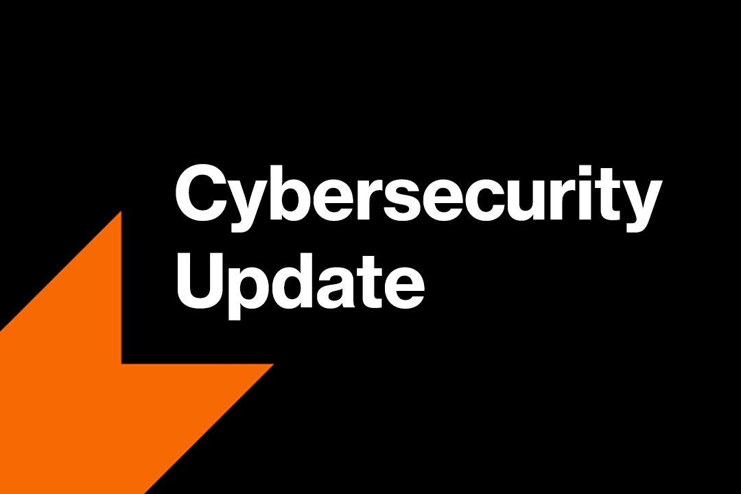 a black box with white writing that says Cybersecurity Update