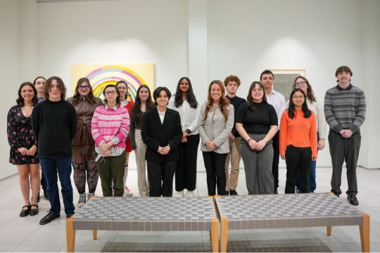 the 2026 writing award students in a group for a photo in the university gallery
