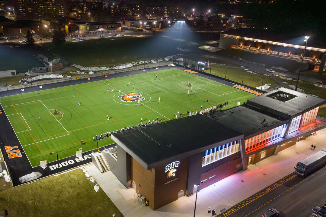 an arial view of a new stadium at R I T